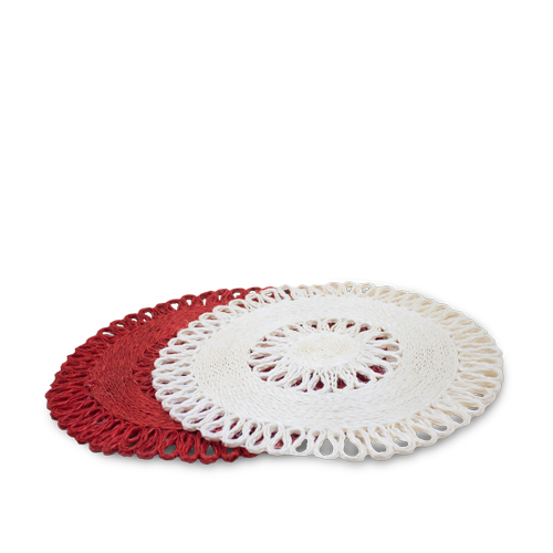 Placemat Round Abaca Red-Natural